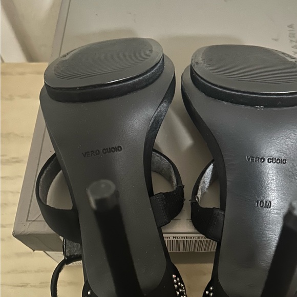 BCBGMaxAzria Lilie black satin crystal stilettos - Picture 4 of 10